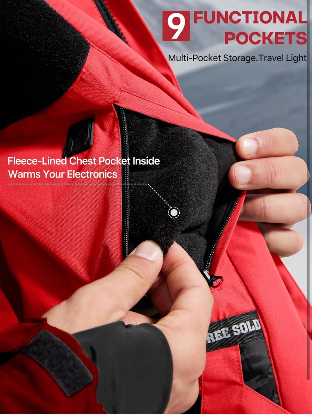 Waterproof Ski Jacket
Fleece Lined Warm Winter Snow Coat With Hood Fully 3XL - Picture 7 of 11